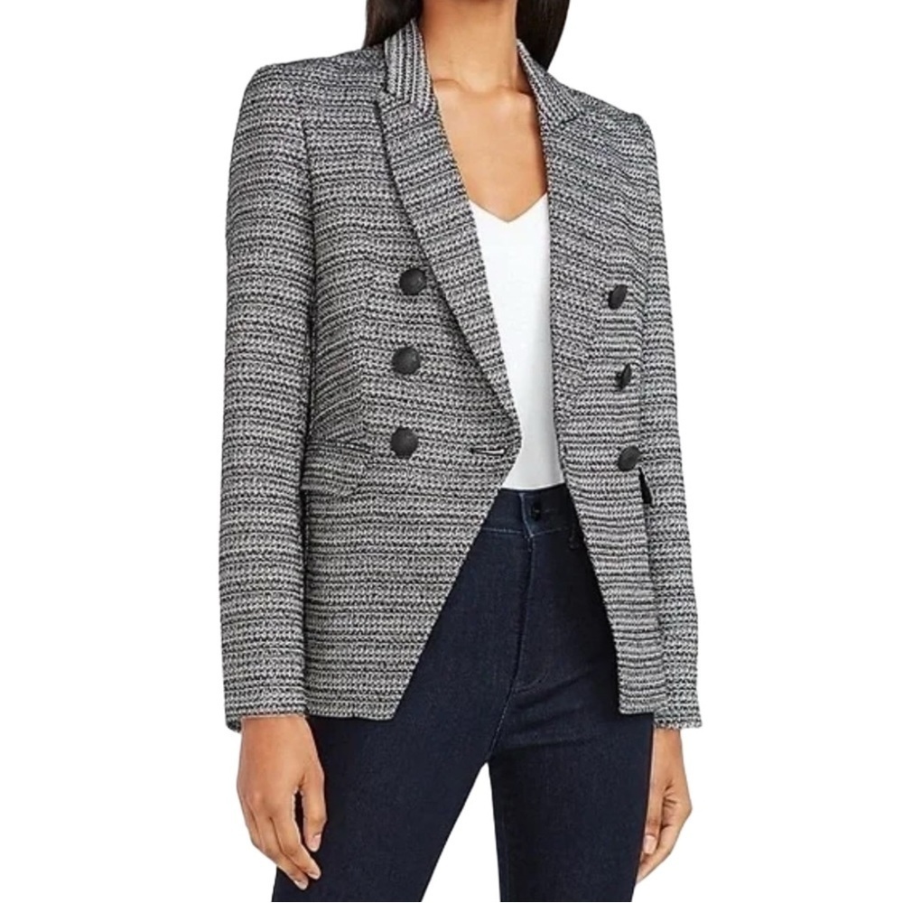 Express Textured Metallic Double Breasted Button Blazer Academia Office Career